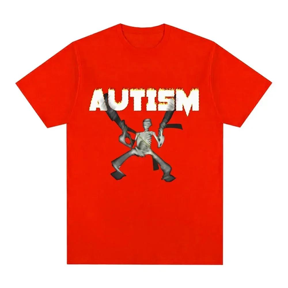 Autism Skeleton Meme T Shirt Humor Funny Skull Men Women Fashion Hip Hop T-shirt Casual Cotton Short Sleeve Oversized T-shirts
