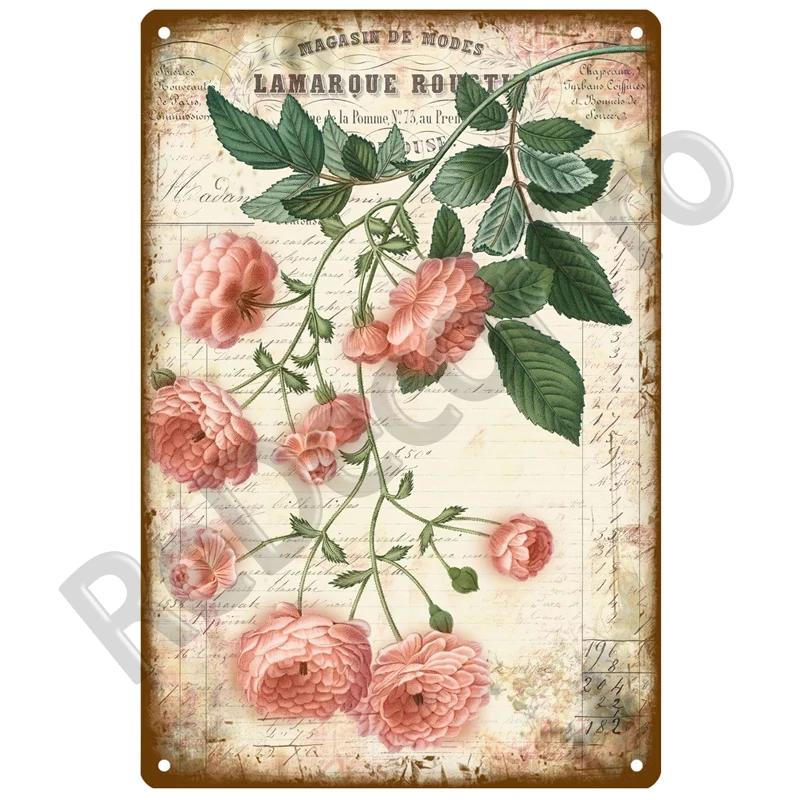 Flower Tin Sign Poster Garden Vintage Wall Poster Metal Sign Decorative Wall Plate Retro Plaque Metal Vintage Decor Accessories