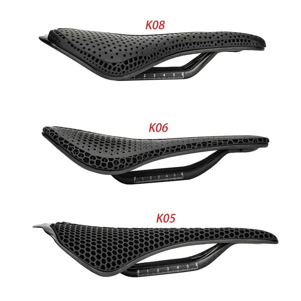 ZTTO 3D Printed Carbon Fiber Bicycle Saddle SuperLight Hollow Rail MTB Gravel Road Seat with Comfortable Breathable Cushion