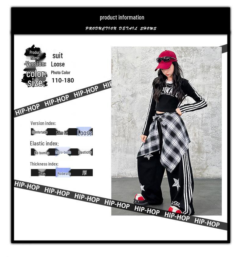 Trendy Street Style Outfit Set for Girls - Jazz Performance & Practice Wear for Spring & Autumn