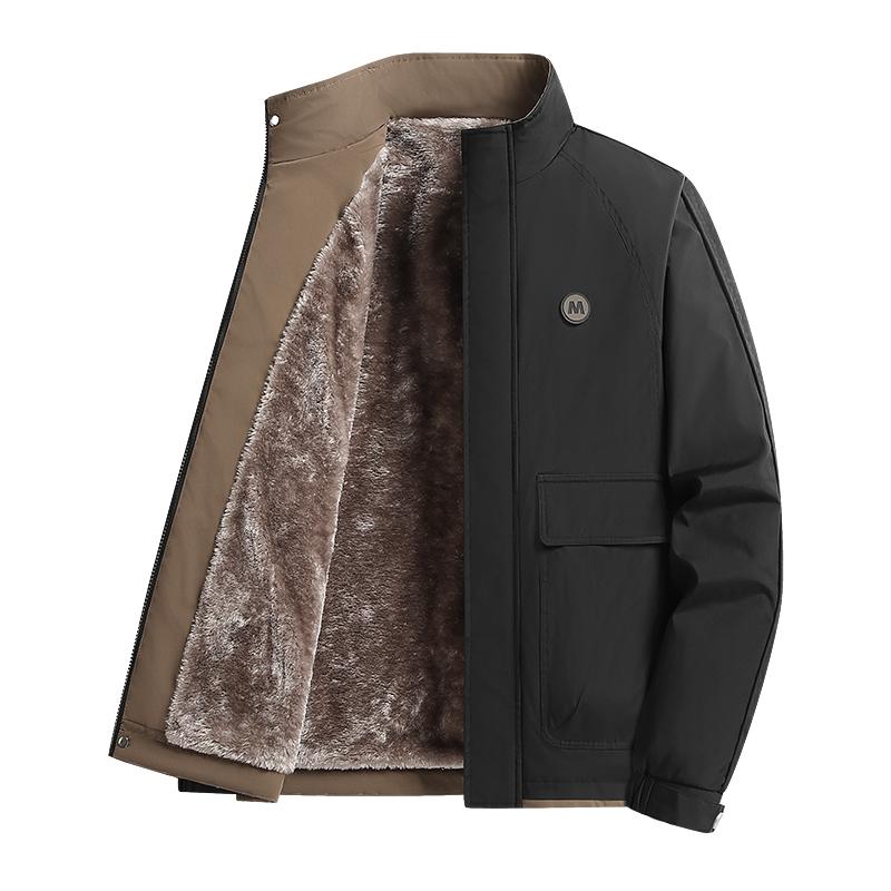 Stand Collar Workwear Thickened Velvet Warm Jacket Men's Casual Versatile Flying Cotton Jacket