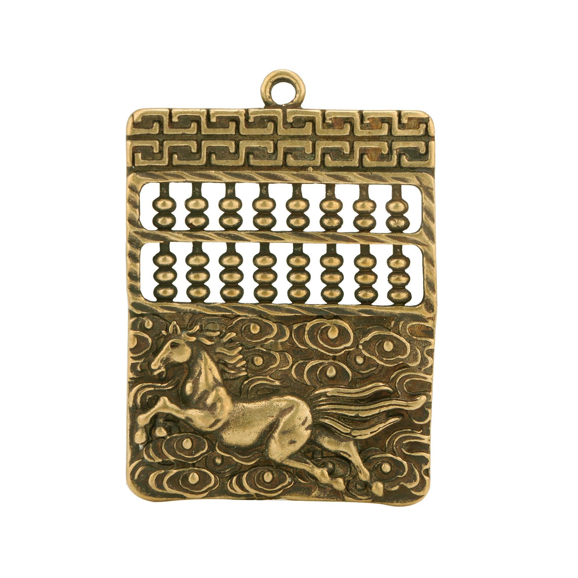 2026 Zodiac Year of The Horse Brass Peace Charm Decorative Pendant Collectibles Chinese Culture Carving Crafts New Year Gift