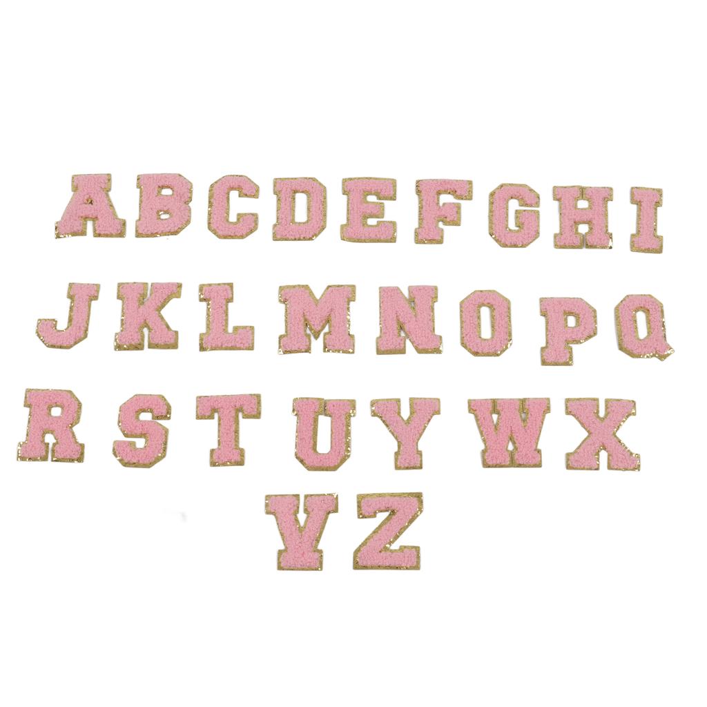 Pink Letter Patches 26 Letters Design Personalized Beautiful Iron On Patches for DIY Repairing Clothes Decoration