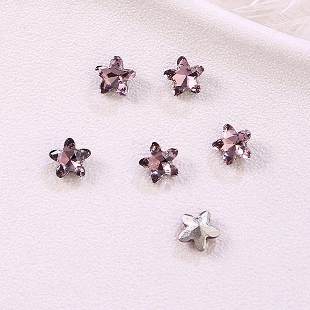 10 Pieces Pink Shiny Rhinestones Nail Art Decorations Mixed Shapes Including Hearts Squares Butterflies Drops for DIY Nail Design Home Salon Party