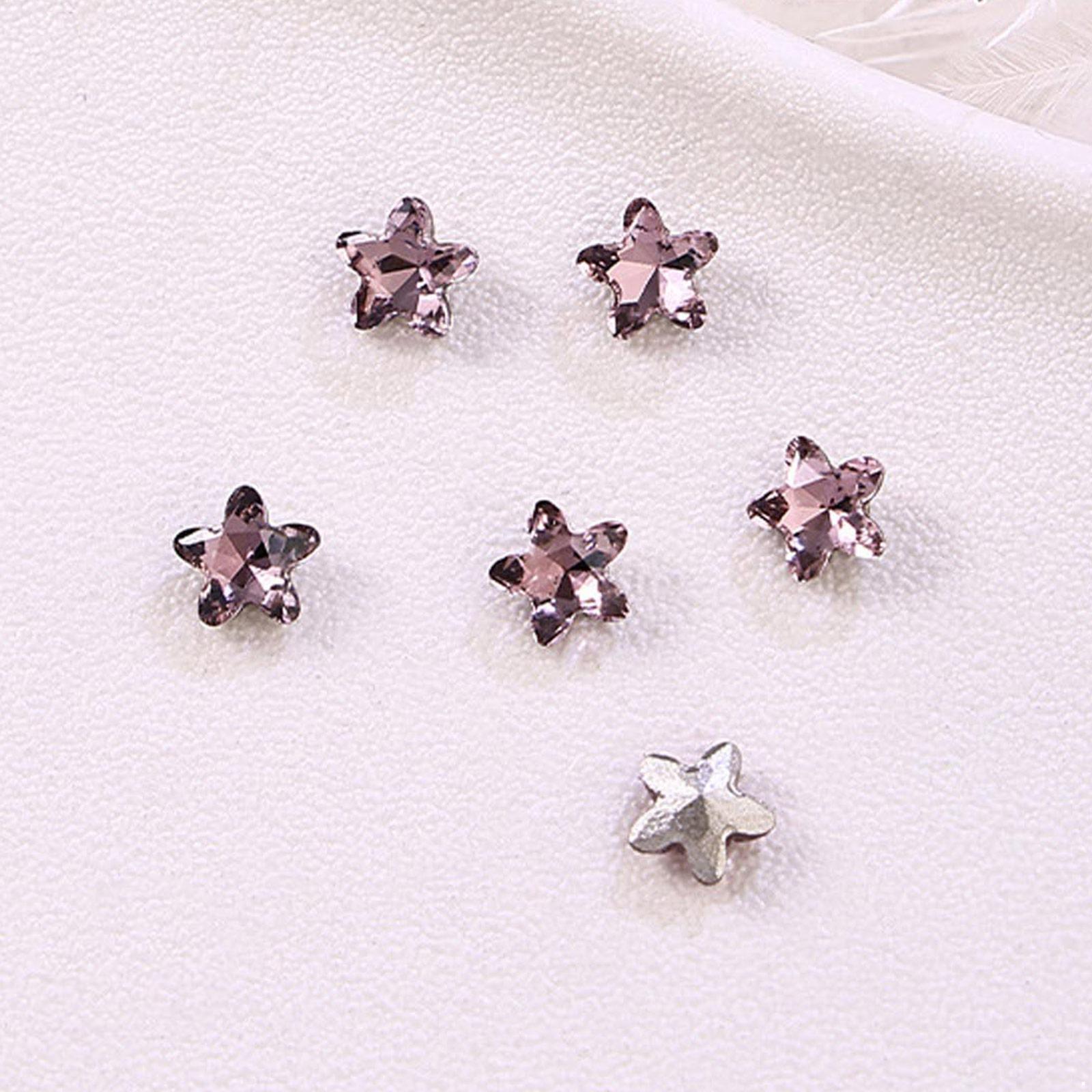 

10Pcs Pink Nail Decorations Rhinestone Hearts Squares Droplets Ovals Butterflies Assorted Shapes Nail Art Gems for Manicure DIY Salon Glitter One Size