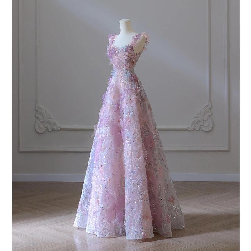 Purple Heavy Industry Evening Dress Female Birthday Bar Mitzvah Art Examination Fairy Temperament Celebrity Engagement Princess Dress Bridal 