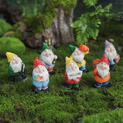 2PCS Multicolor Mini Gnome Figurines Fairy Garden Micro Landscape Miniature Dwarfs Statue Handicraft Moss Terrarium
