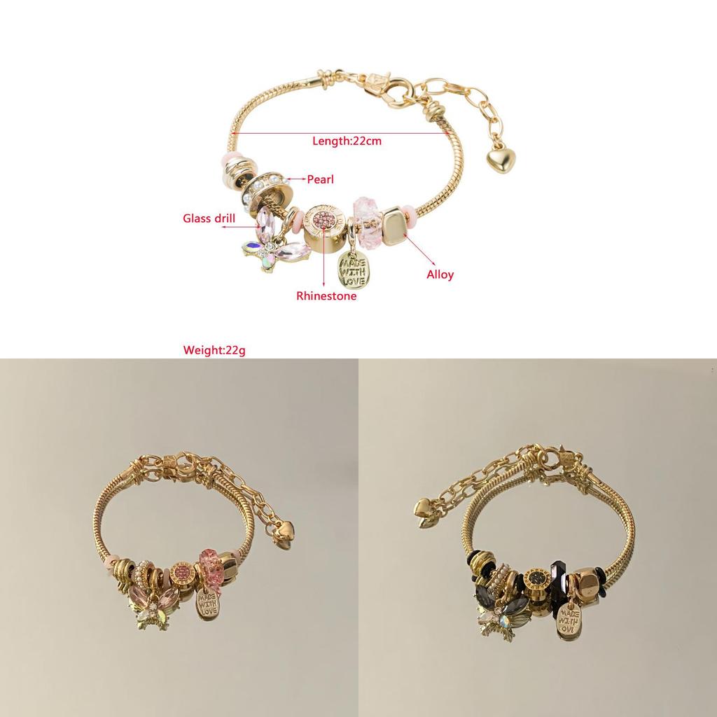 Fashion Alloy Butterfly Crystal Bracelet For Women And Men Gift Jewelry