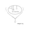 Simple Water Drop Crystal Rhinestone Necklace Earrings For Women Wedding Bride Zircon Sets Accessories