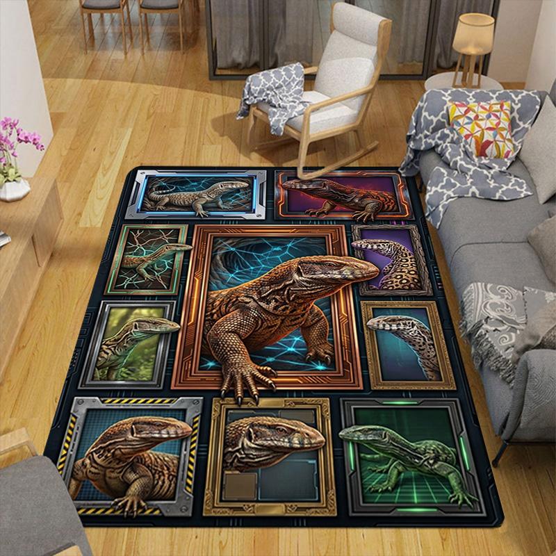 Monitor Lizard Collection Pattern Rug Floor Mat for Living Room or Bedroom Soft and Comfortable Carpet a Gift for Birthday and Holiday.