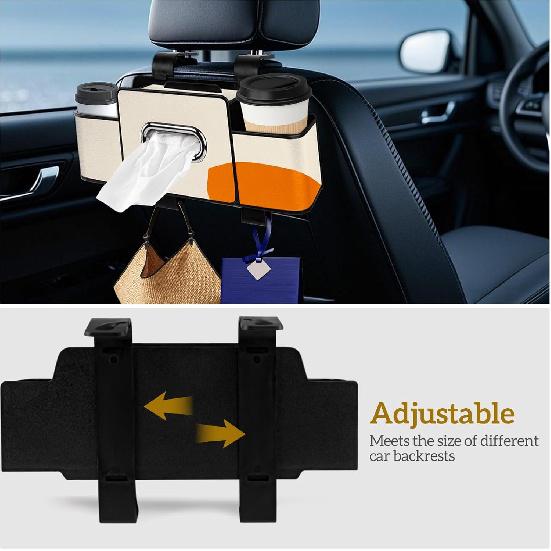 Car Back Seat Organizer With Tissue, Car Seat Back Tissue Box And Storage Hook, Multifunctional Car Organizer For Hold