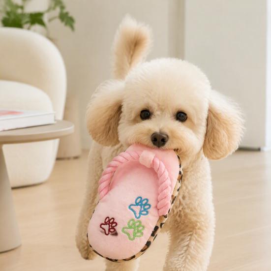 Slipper Shaped Pet Chew Toy Dog Toys, Squeaky Crinkle Plush for Small Medium Cute Toys Playing Dogs, Shape Interactive Puppy Boredom Relief