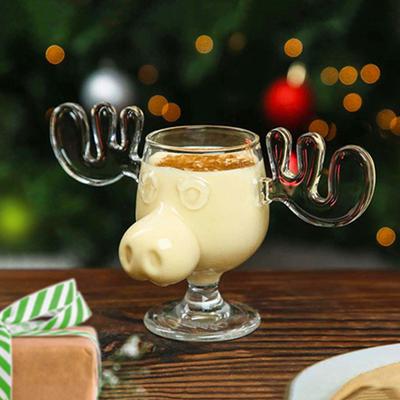 235ML Creative Reindeer Wine Glass Cup Deer Shaped Adorable Design Dining Table Decoration Reusable Drinking Cup