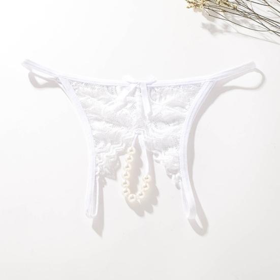 Trendy Sexy Undertøy Åpent Skritt Beskyttende Sømløs Hekle Blomster Blonder Perspektiv Stringundertøy for å sove
