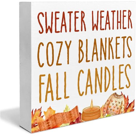Fall Decor, Fall Kitchen Wooden Sign Decor Desk Sign Pumpkin Spice Wooden Block Sign Rustic Home Shelf Wall Decoration