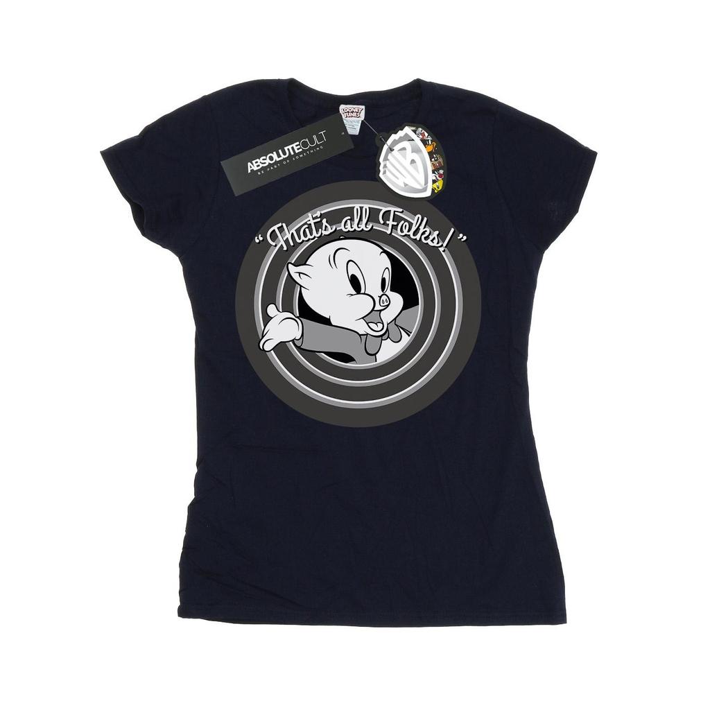 Looney Tunes Womens/Ladies Porky Pig That´s All Folks Cotton T-Shirt