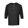 Men's Henley Neck Raglan Sleeve Three Quarter Length Shirt Button Placket Casual Lightweight Soft Fabric Top