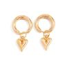 Salircon Creative Exquisite Gold Color Love Heart Shape Pendant Hoop Earrings Temperament Metal Piercing Earrings Jewelry Lady