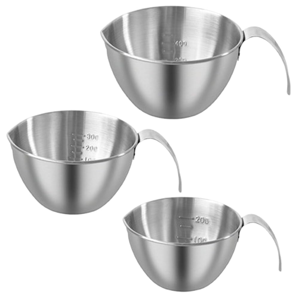 

Asdays Egg Bowl Set with Spout, Measuring Marks, Dishwasher Safe, Deep, Heat Resistant, 304 Stainless Steel (Set of 3 Bowls, 10+12+14cm)