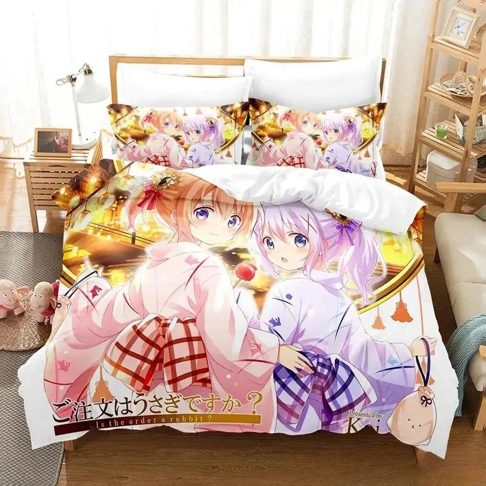 Is The Order A Rabbit Comfortable Duvet Quilt Cover Pillowcase Bedding Set Children Bedroom Decoration Home Textile