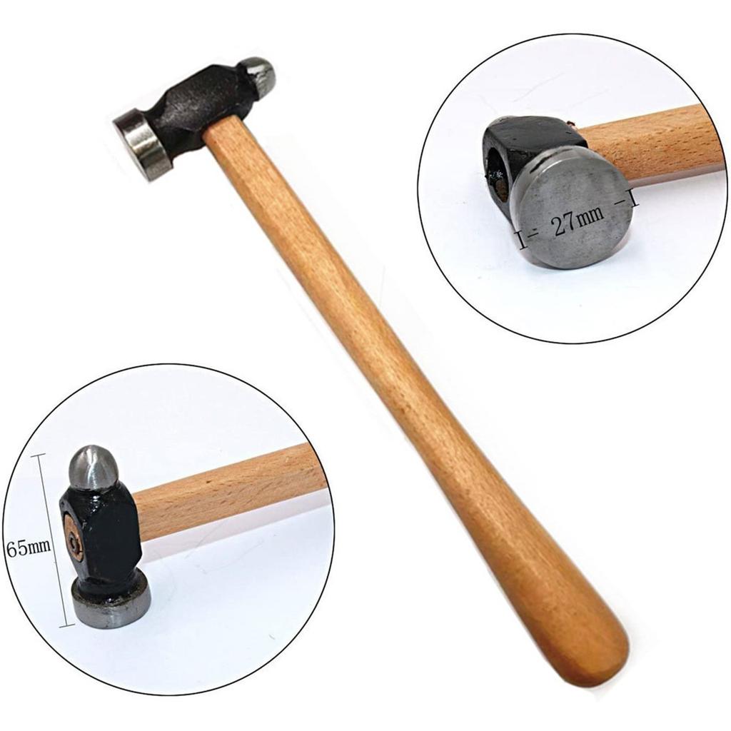 3Pieces Jewelry Making Tool Set Silicone Mat Wooden Base Iron Hammer Head Professional Stamping Hammer for Repairing