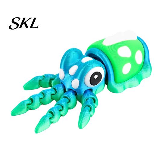 Colorful Desktop Figurine 3D Printed Animal Figures, Articulated Flexible Squid Model Sensory Stress Relief Fidget Toy Toy, Collectible Ocean