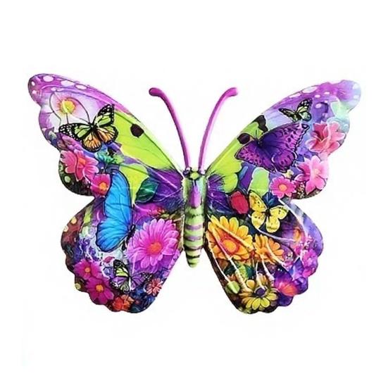 Decorazione Murale a Farfalla in Metallo Resistente alle Intemperie Uso Esterno Ferro Durevole Lavorazione Piatta 2D Colori Vivaci Stampati UV Facile da Montare Giardino Patio