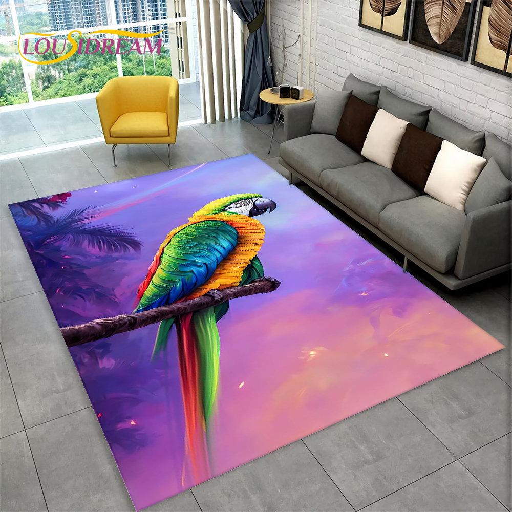 3D Exquisite Bird Flower Animal Area Rug,Carpet Rug for Home Living Room Bedroom Sofa Doormat Kitchen Decor,Non-slip Floor Mat
