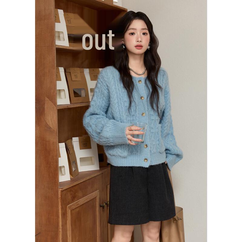 Women s Retro Cable Knit Cardigan One Size