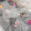 Fantasy Flower Tulle Veil Fabric Background Decoration Wedding Dress Children's Clothing 3D Flower Mesh Fabric 100x150cm