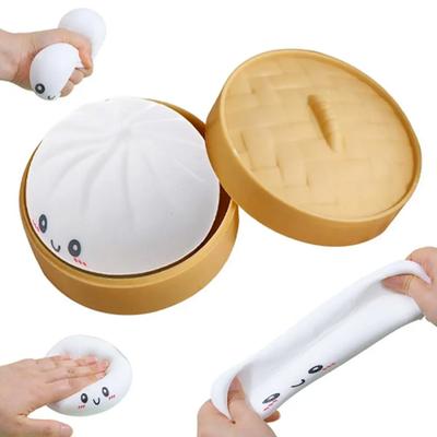 Colorful Dumpling Stress Balls Fidget Sensory Toys Simulation Food Squishies with Steamer Squeeze Dough for Anxiety Relief Gifts