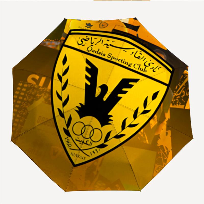 Qadsia Sporting Club Fashionable Automatic Opening/Closing Folding Umbrella. Portable and Foldable, Ideal for Gift, Travel, and Daily Use.