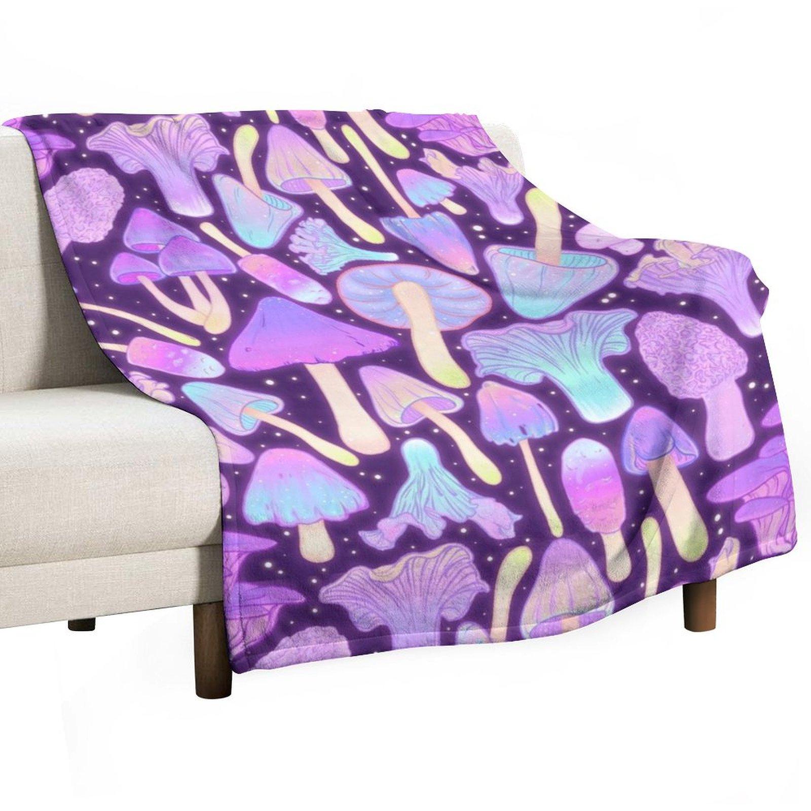 

Spooky Mushroom Hunt Throw Blanket Beach Luxury Picnic Shaggy Blankets 30x40in