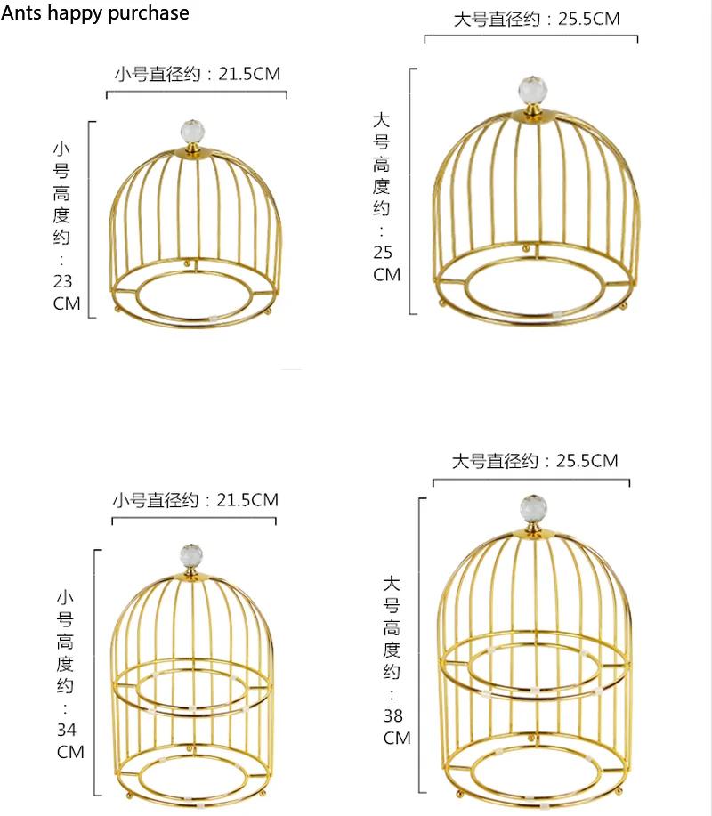 Birdcage Double Layer Cake Stand Wrought Iron Display Stand Ceramics Three-tier Fruit Tray Afternoon Tea Dessert Decorative Rack