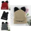 Stylish Cat Ears Women Hat Knitted Acrylic Warm Winter Beanie Caps For Ultimate Warmth