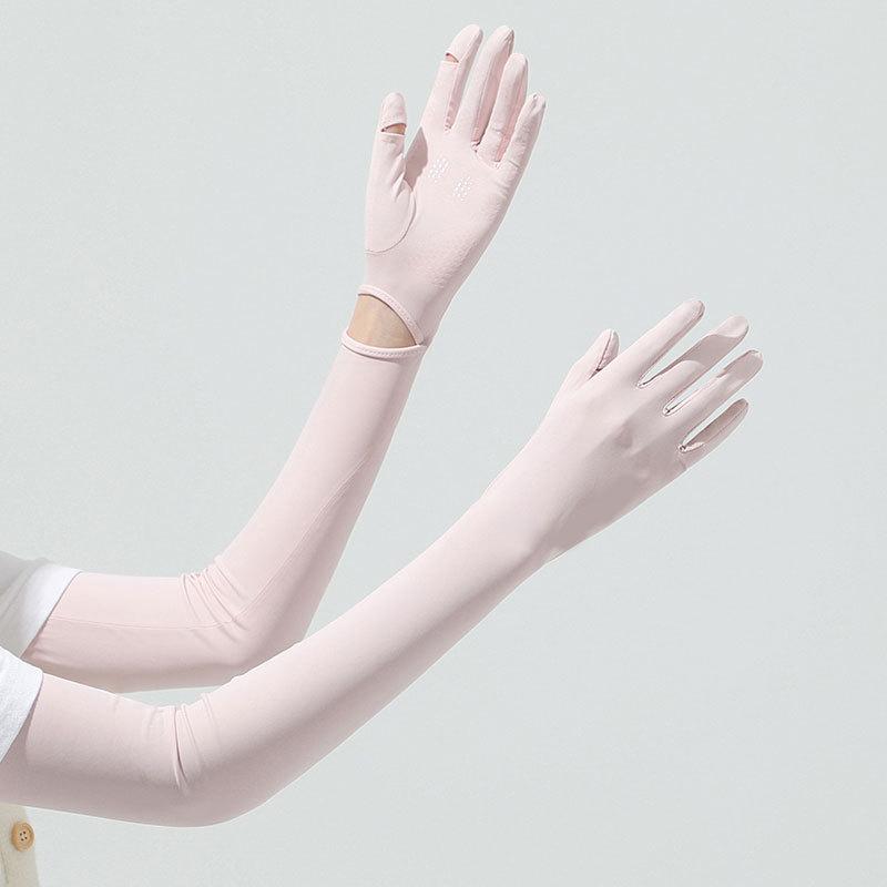 Sun Protection Gloves Women's Long Ice Silk Sleeve Cover Summer Outdoor Cycling Driving Anti-UV Touchscreen Finger cover Sleeves