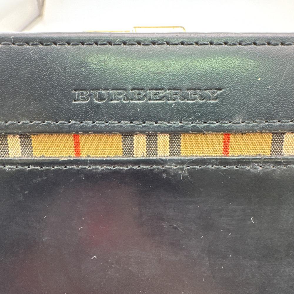 BURBERRY Gamaguchi Nova Check leather Bifold Wallet black leather Used
