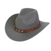 Women Men Western Cowboy Hat, Wide Curved Brim Felt Cowgirl Hat, Vintage Jazz Riding Hat, Removable Hat Belt, Head Circumference 56‑58cm