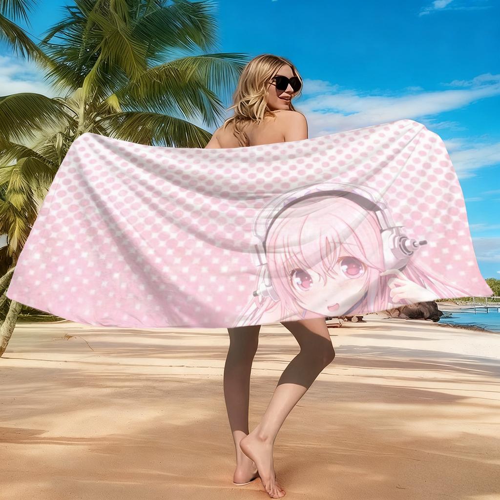 1PC Anime Angel Nurse Beach Towel Quick-drying Towel Suitable for Seaside Pool Camping Vacation Yoga For Family Friends Children