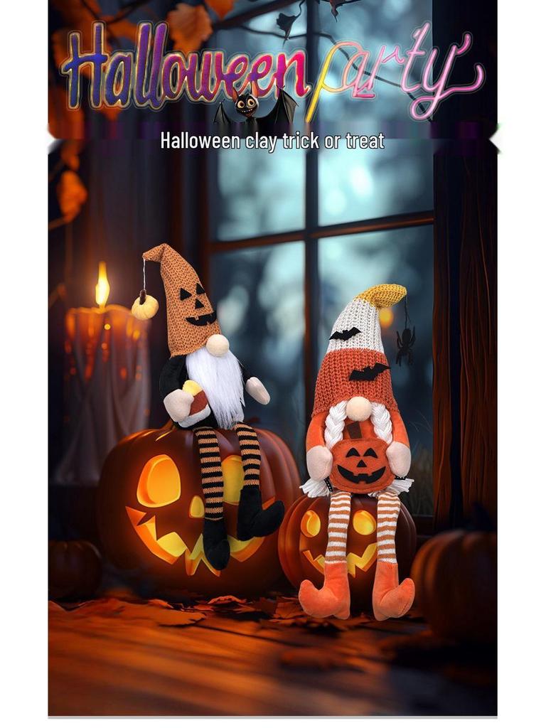 Halloweenová panenka trpaslíka s dlouhýma nohama a bez tváře se špičatým kloboukem - Kreativní přeshraniční dekorace