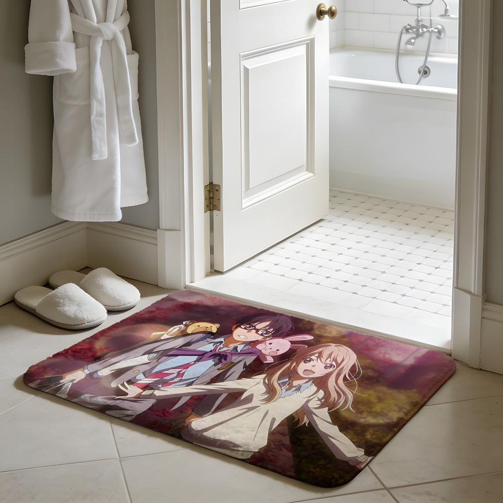 A SSilent VoiceX Anime Floor Mat Soft Flannel Absorbent Mat Non-Slip Rug Home Bedroom Bathroom
