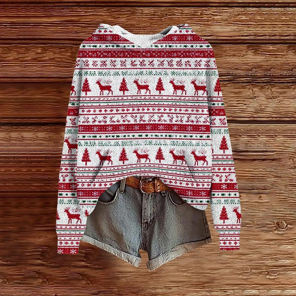 Sweatshirts For Women Knit Sweater Cute Shirt Fall Pullover Hooded Sweatshirt