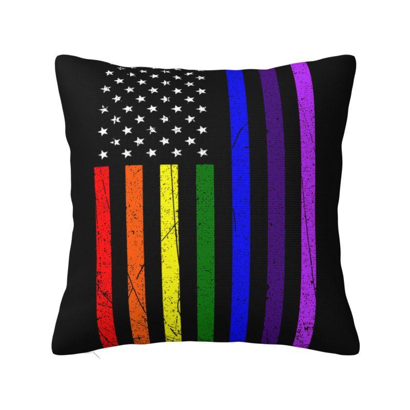 Distressed Gay Bear Pride Flag Stripe Throw Pillow Case Home Decor Cushions Cover For Sofa Car Seat Square Polyester Pillowslip