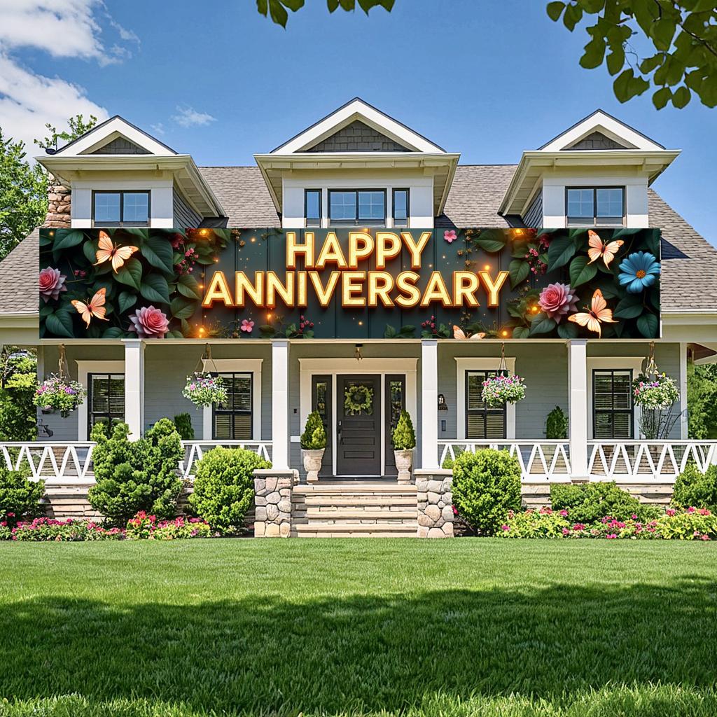 Indoor Anniversary Backdrop Special Photography Reusable Event Celebration Decorative Butterfly Banner for Anniversary
