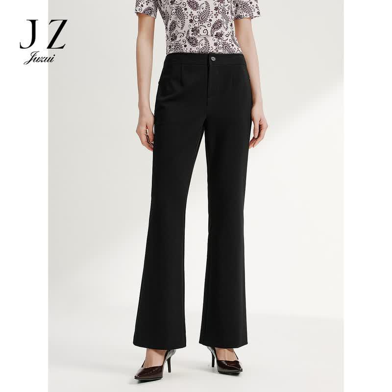 JUZUI Elegant Commuter Twill Four-Way Stretch Cropped Flare Pants for Women XL