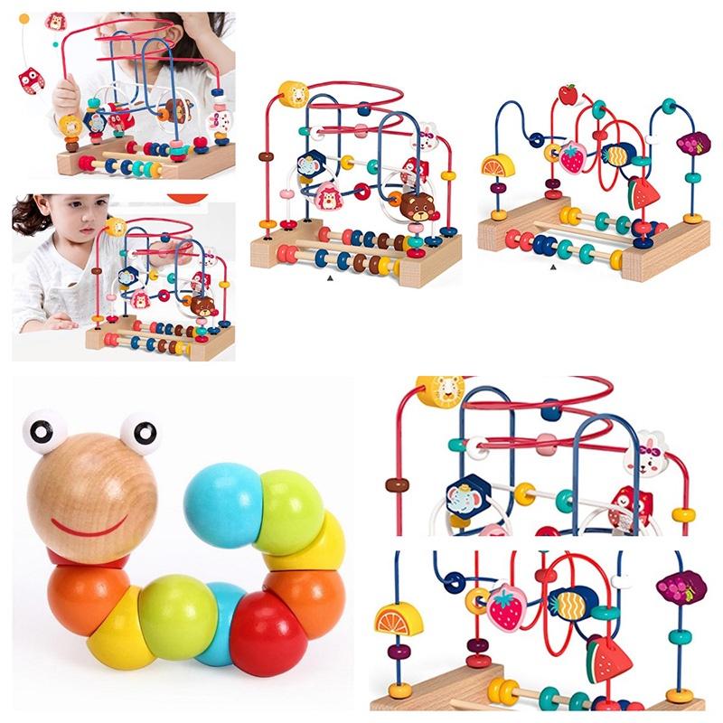 Wooden Intelligence Building Toy For Infants And Toddlers Developing Brain And Body Coordination Through Bead Stringing Play 78 Characters