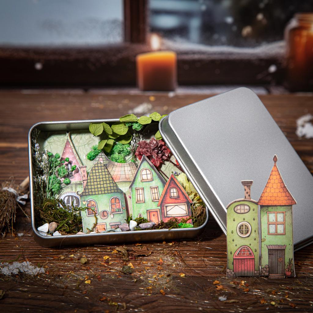 15 pcs Vintage Strange hut Architecture Hard card sticker Creativity Decorative Stick Labels Diy Diary Scrapbooking Supplies