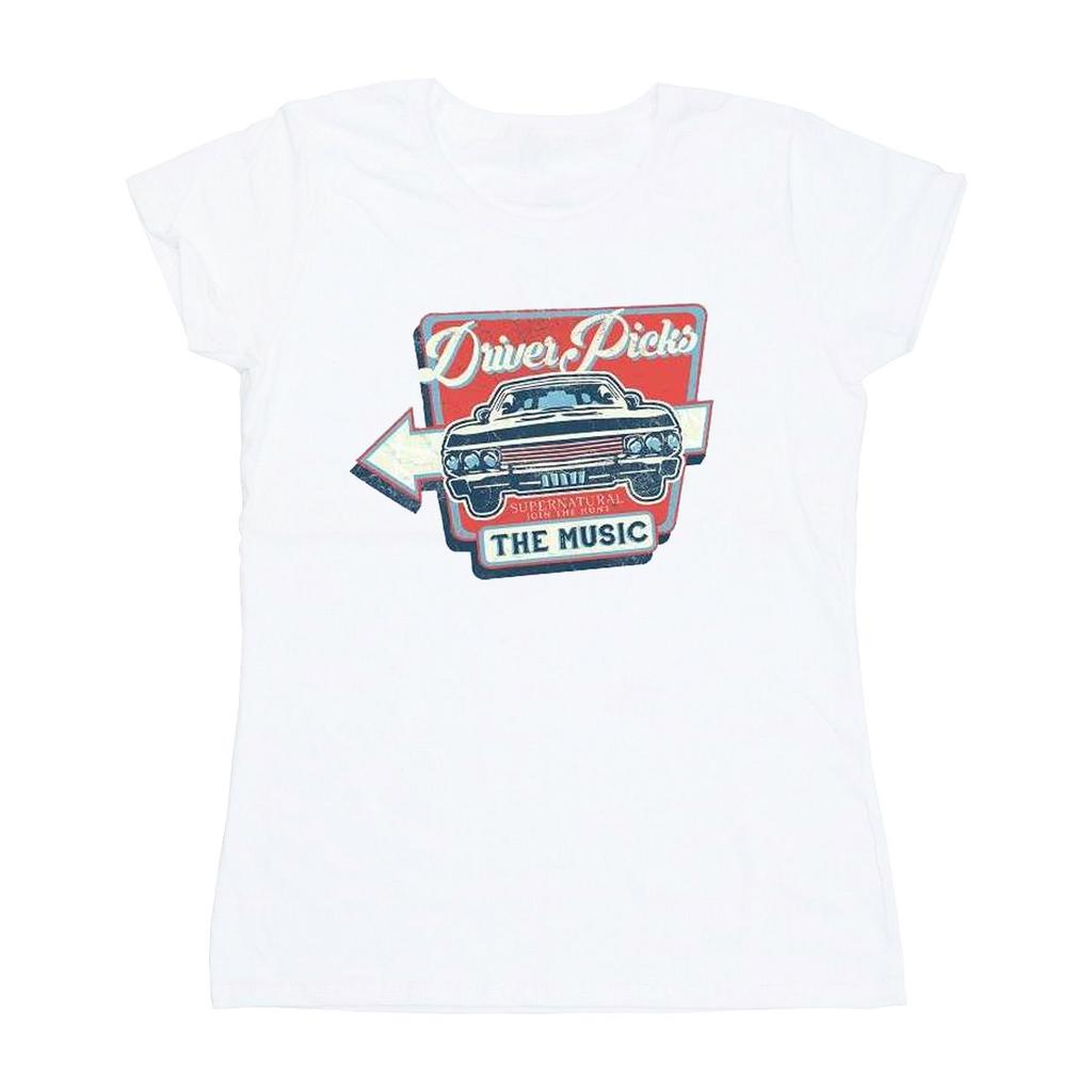 Supernatural Womens/Ladies Driver Picks The Music Cotton T-Shirt
