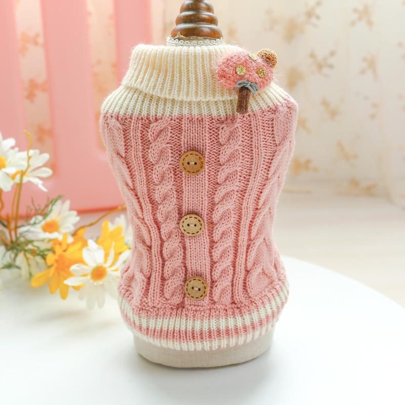 Dog Pet Clothes Cat Classic Knited High Collar Sweater  Sweet Colorful Pet Winter Warm Clothes Puppy Kitty Two-legged Clothing