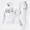 2026 New Style Cross Letter Print Hooded Sweatshirt & Long Pants Men's Y2K Set - European & American Hot Selling